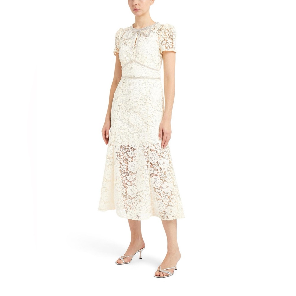 Self-Portrait Cream Lace Midi Dress - Picture 3 of 4